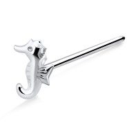Seahorse Shaped Silver Straight Nose Stud NSKA-855